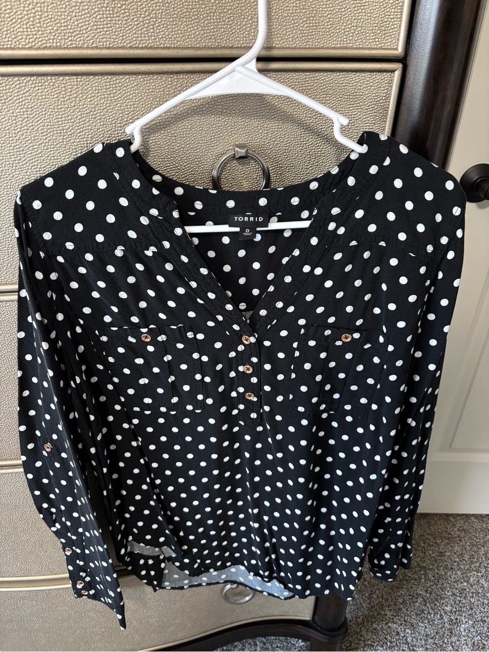 torrid Black and White Polka Dot Button-Up Blouse